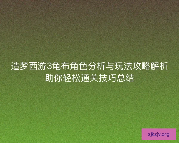 造梦西游3龟布角色分析与玩法攻略解析助你轻松通关技巧总结