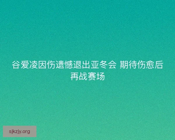 谷爱凌因伤遗憾退出亚冬会 期待伤愈后再战赛场