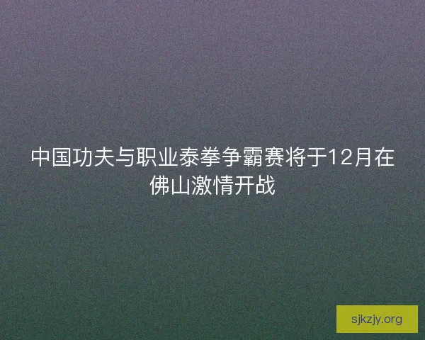 中国功夫与职业泰拳争霸赛将于12月在佛山激情开战 中国功夫与职业泰拳争霸赛将于12月在佛山激情开战