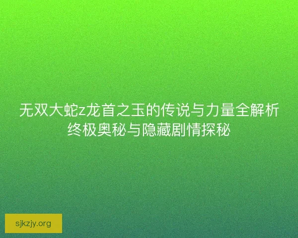 无双大蛇z龙首之玉的传说与力量全解析终极奥秘与隐藏剧情探秘