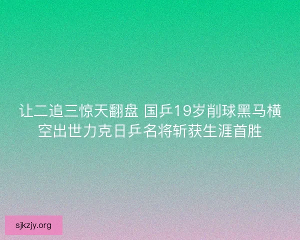 让二追三惊天翻盘 国乒19岁削球黑马横空出世力克日乒名将斩获生涯首胜