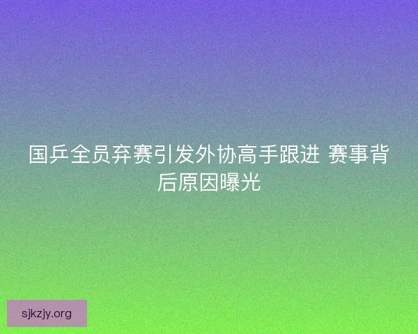 国乒全员弃赛引发外协高手跟进 赛事背后原因曝光 国乒全员弃赛引发外协高手跟进 赛事背后原因曝光
